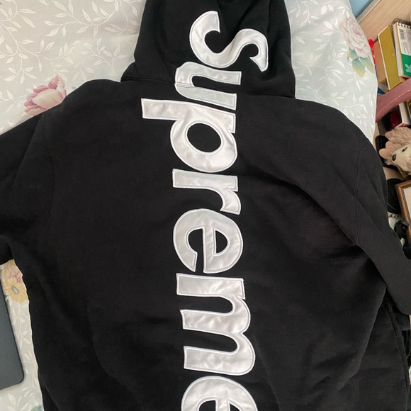 Supreme Satin Appliqué Hooded Sweatshirt